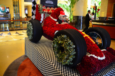 Flower display in hotels lobby area