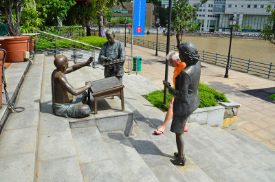 Dave inspecting the bronze statues