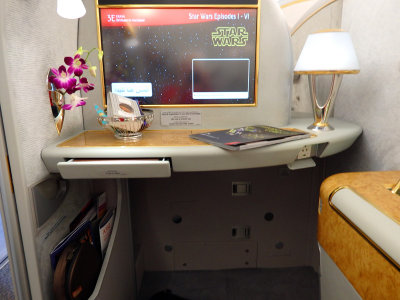 Emirates first class cabin, wonderfully comfortable