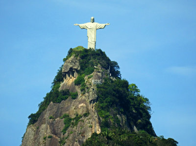 This statue of Jesus stands some 38 meters tall atop the Corcovado mountain overlooking Rio de Janeiro