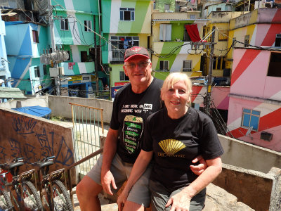 Dave and I in the favela on a 35c degree day