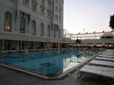 Copacabane Palace Hotel pool at sunset