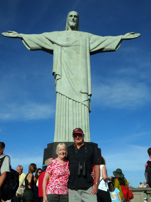 Posing in front of Christ the Redeemer statue