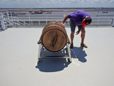 Dave inspecting the Jack Daniels barrel