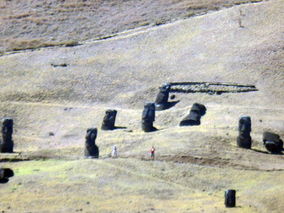 Monumental statues called moai