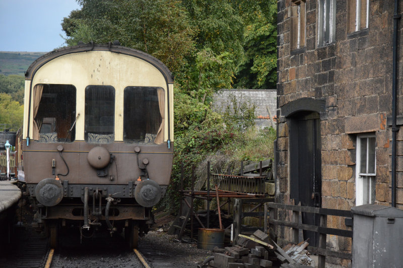 carriage waiting restoration at Pickering station NYM railway