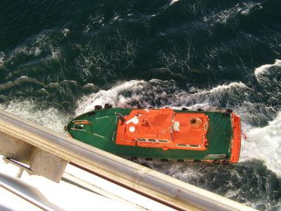 The pilot boat seeing us off