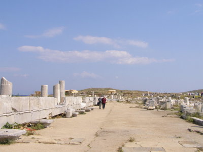 The main street in front of the temple and larger buildings