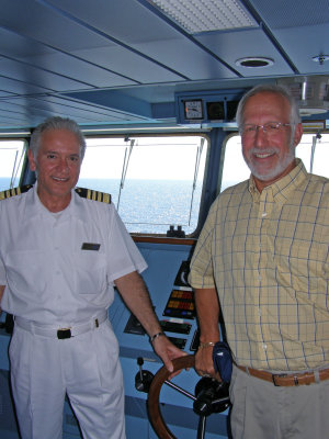 Bob and Captain Flokos on the bridge