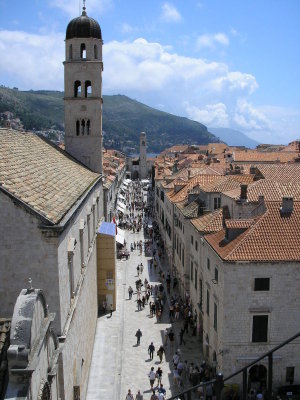 Back in Dubrovnik we climb to the top of the wall overlooking the main street
