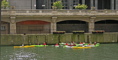 KAYAKS ON THE RIVER