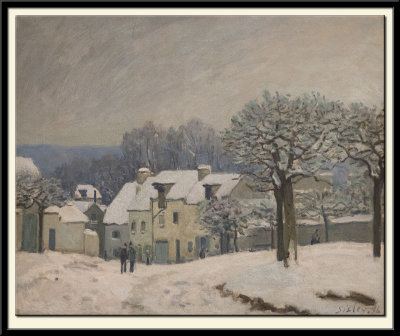 La Place du Chenil a Marly effet de neige, 1876
