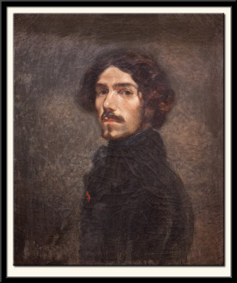 Portrait de Delacroix d'apres l'Autoportrait du muse des Office a Florence
