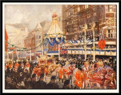Les Fete du couronnement de George V, Coutege dans Saint James street et Pall Mall, 1911