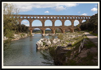 The Roman aqueduct, the Pont du Gard, as seen from the south.