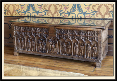 Carved Chest XVth century from the sacristy of Saint Aignan church.