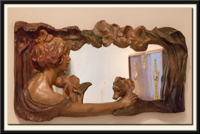 Frame of Mirror with Girl and Lilies