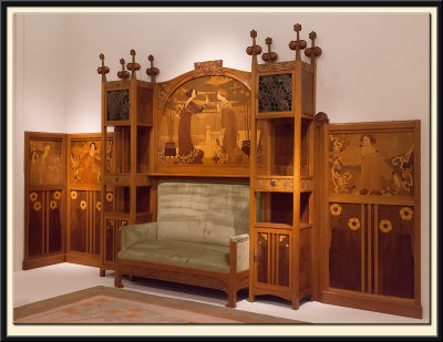 Settee with Cabinets and marquetry panels.