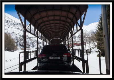 Car Transporter Train bypassed the snow blocked road