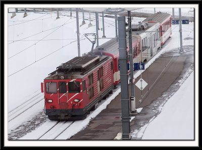 Red Train in the Snow