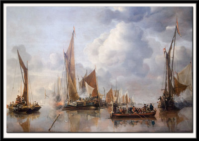 The Home Fleet Saluting the State Barge, 1650