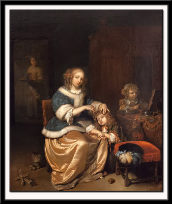 Interior with a Mother Combing her Child's Hair, Known as Maternal Care, 1669