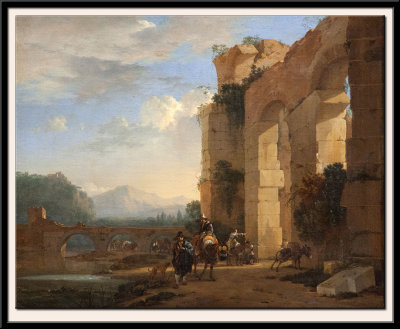 Muleteers beside an Italian Ruin,1650