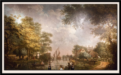 Wall hanging with a Dutch landscape, 1776