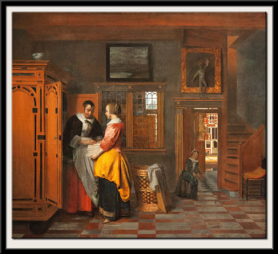 Interior with Women beside a Linen Cupboard, 1663