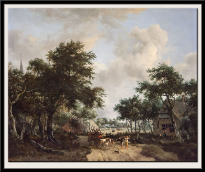 Wooded Landscape with Merrymakers in a Cart, c 1665