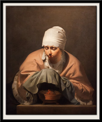 A Young Woman Warming her Hands over a Brazier:  Allegory of Winter, c 1644-48