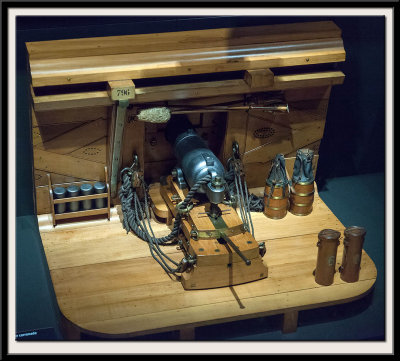 Model of a 30-pounder carronade in a battery, 1838