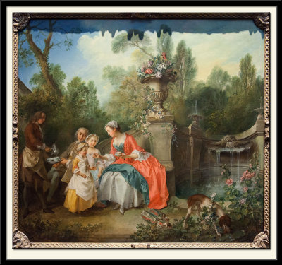 A Lady in a Garden taking Coffee with some Children, probably 1742