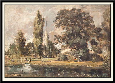 Salisbury Cathedral and Leadenhall from the River Avon, 1820
