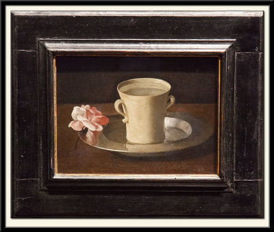 Cup of Water and a Rose on a Silver Plate, about 1630