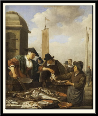 A Fish Stall by a Harbour, about 1655