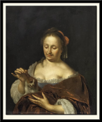 A Lady Seated Holding a Dog, about 1690-1700