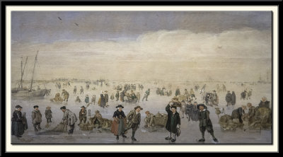 Winter Scene with Numerous Figures on the Ice, about 1620-3