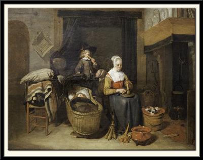 A Family Seated Around a Kitchen Fire, about 1650-55