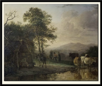 Evening Landscape with Cattle and with Peasants Dancing to the Sound of a Pipe, 1649