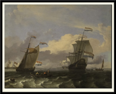 Seascape with Men of War and Smaller Vessels, 1670s