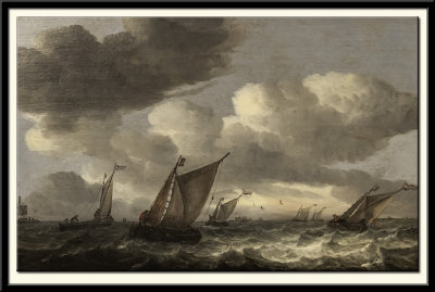 Fishing Boats off the Coast in a Choppy Sea, about 1640-90