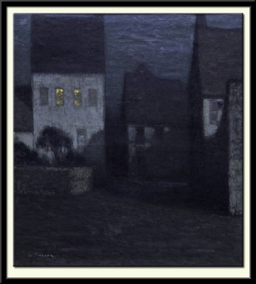 Village au clair de lune, vers 1898