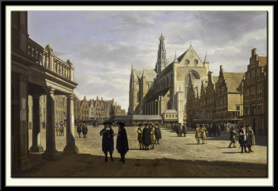 La place du Grand March a Haarlem vers l'glise Saint-Bavon, 1673