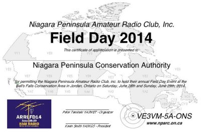 FD 2014 NPCA- Certificate of Appreciation