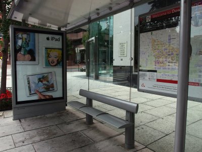 Lonely bus stop bench