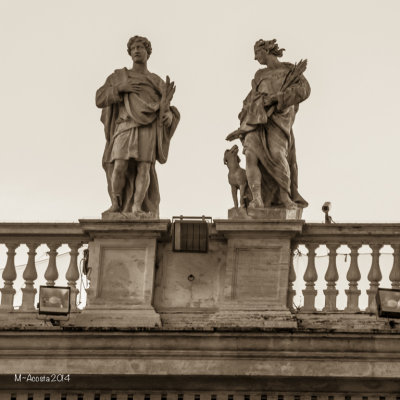 2 of a thousand saints overlooking the piazza