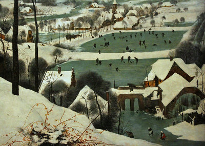 Bruegel the Elder, Hunters in the Snow, detail 1