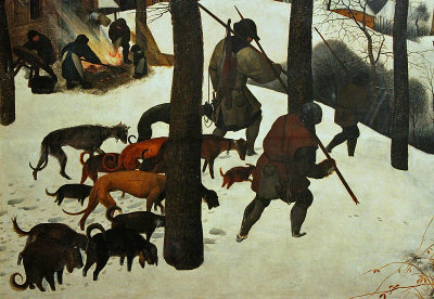 Bruegel the Elder, Hunters in the Snow, detail 2