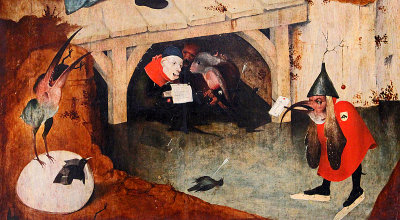 Hieronymus Bosch, Temptation of St. Anthony, left wing